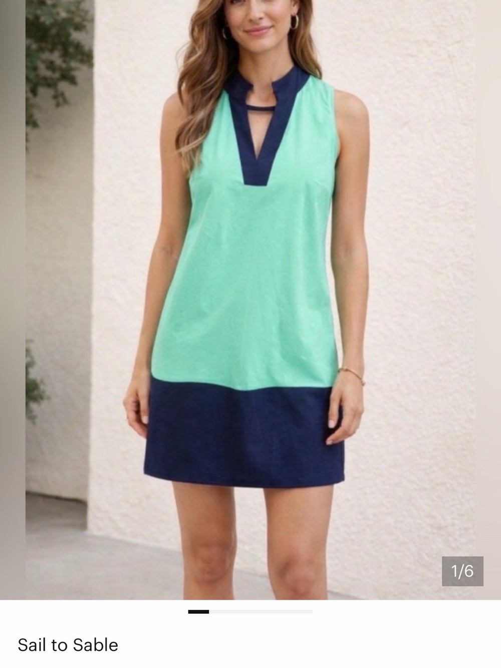 Sail to Sable Mint Green Dress with Navy Trim